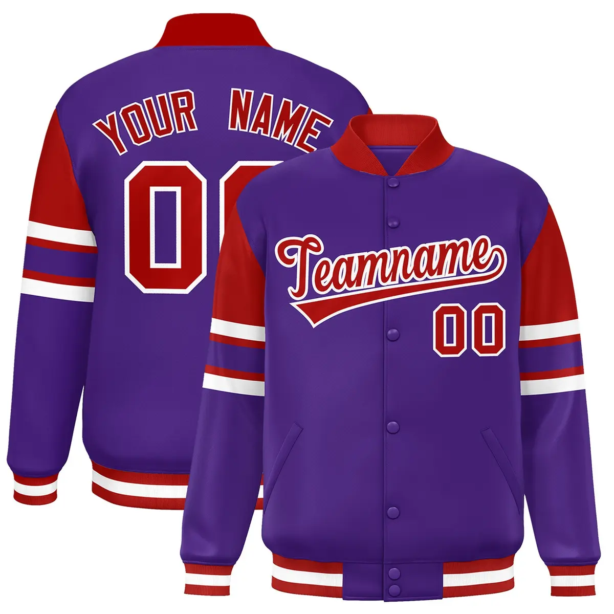 Purple Color Block Varsity Letterman Jacket