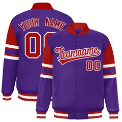 Purple Color Block Varsity Letterman Jacket