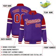 Purple Color Block Varsity Letterman Jacket 2