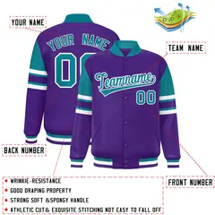 Purple Color Block Varsity Letterman Jacket 2