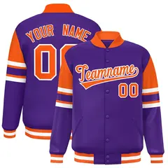 Purple Color Block Varsity Letterman Jacket 1