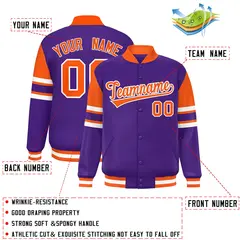 Purple Color Block Varsity Letterman Jacket 2
