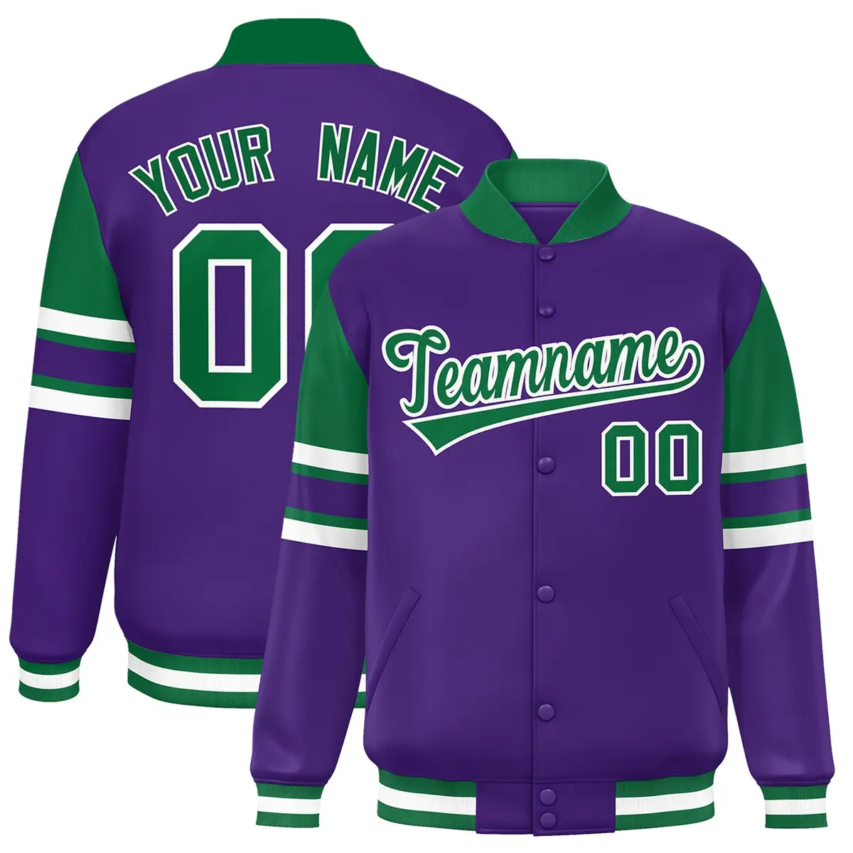 Purple Color Block Varsity Letterman Jacket