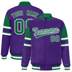 Purple Color Block Varsity Letterman Jacket 1