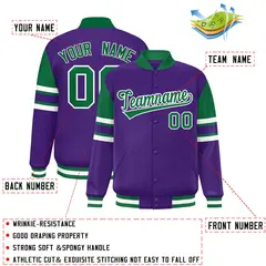 Purple Color Block Varsity Letterman Jacket 2