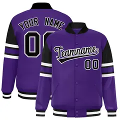 Purple Color Block Varsity Letterman Jacket 1