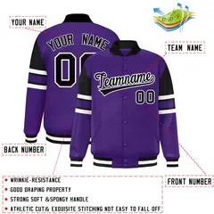 Purple Color Block Varsity Letterman Jacket 2