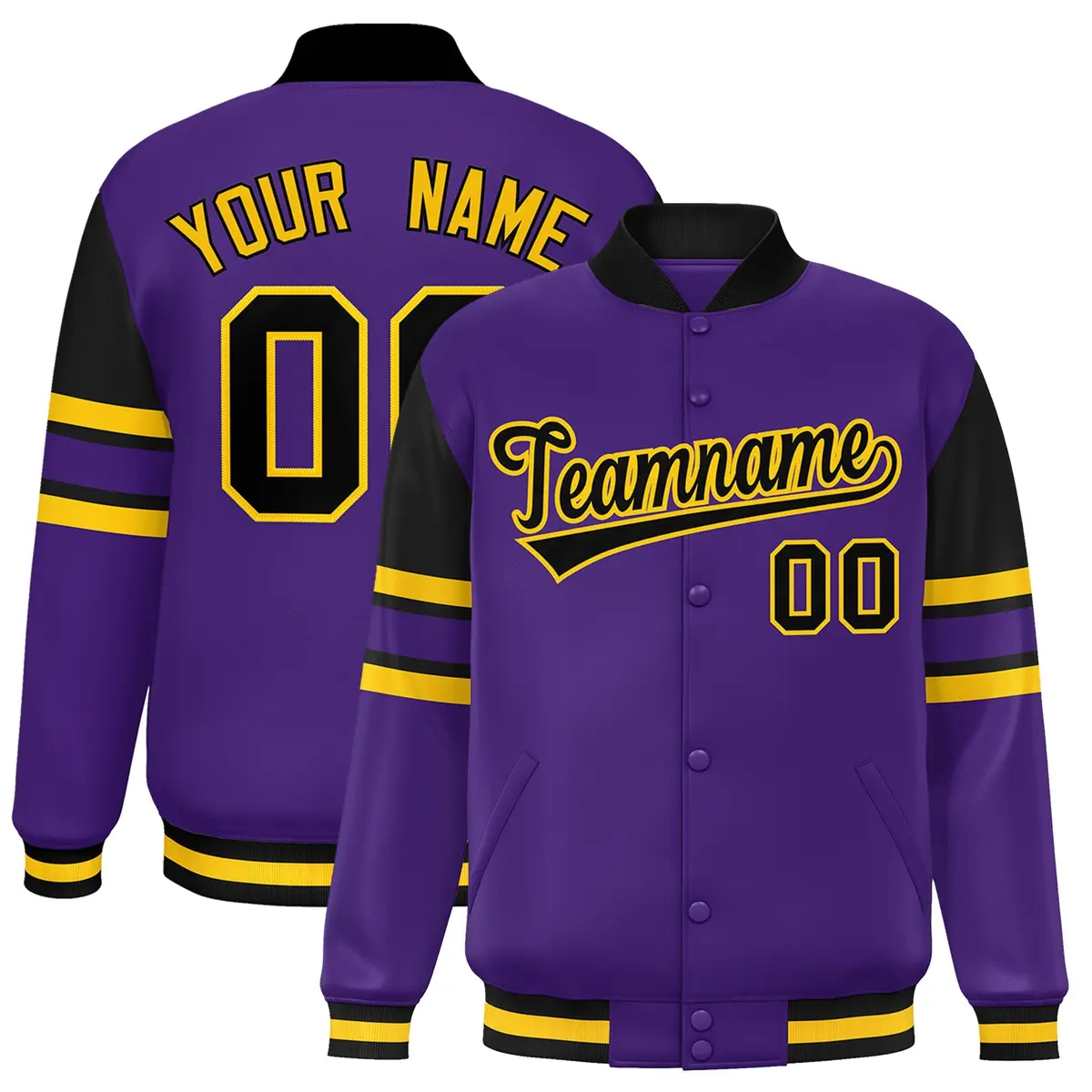 Purple Color Block Varsity Letterman Jacket