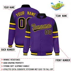 Purple Color Block Varsity Letterman Jacket 2