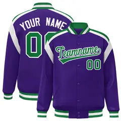 Purple Color Block Varsity Letterman Jacket 1
