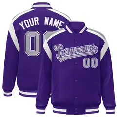 Purple Color Block Varsity Letterman Jacket 1