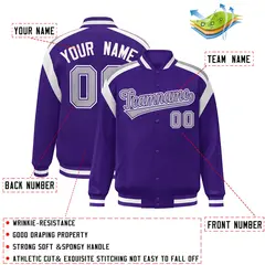Purple Color Block Varsity Letterman Jacket 2