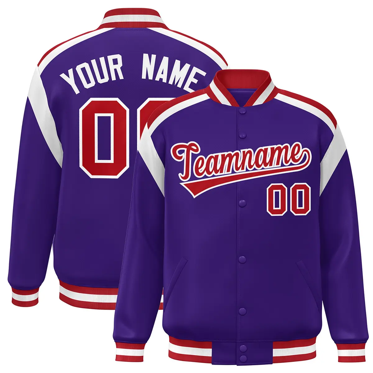 Purple Color Block Varsity Letterman Jacket