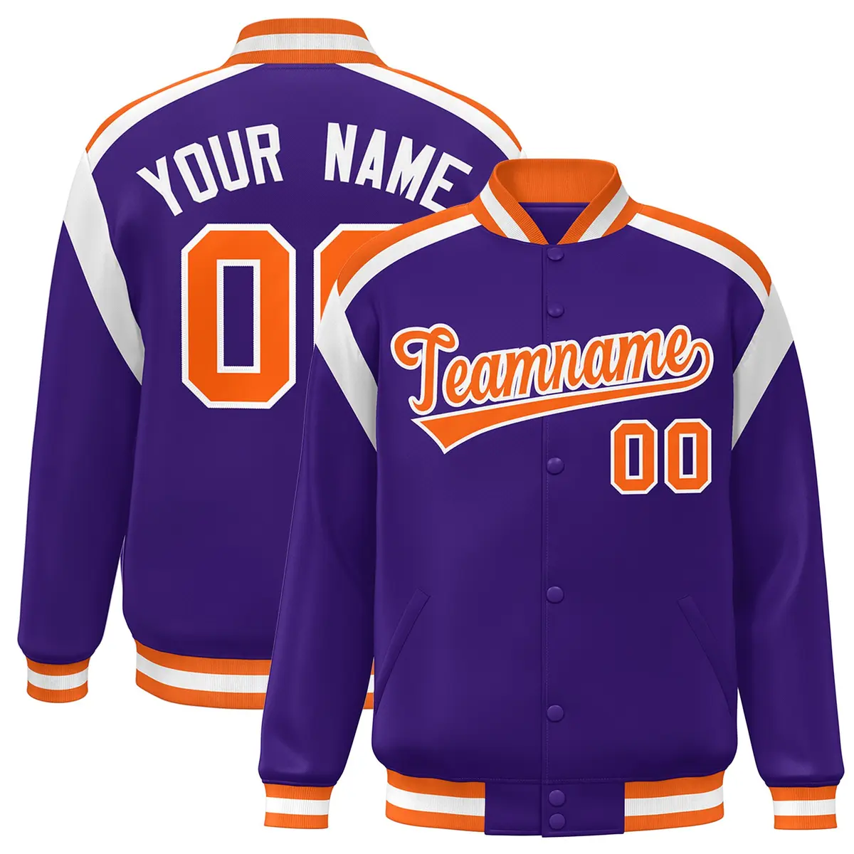 Purple Color Block Varsity Letterman Jacket