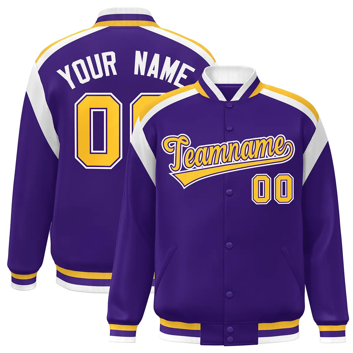 Purple Color Block Varsity Letterman Jacket