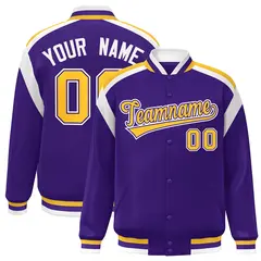 Purple Color Block Varsity Letterman Jacket 1