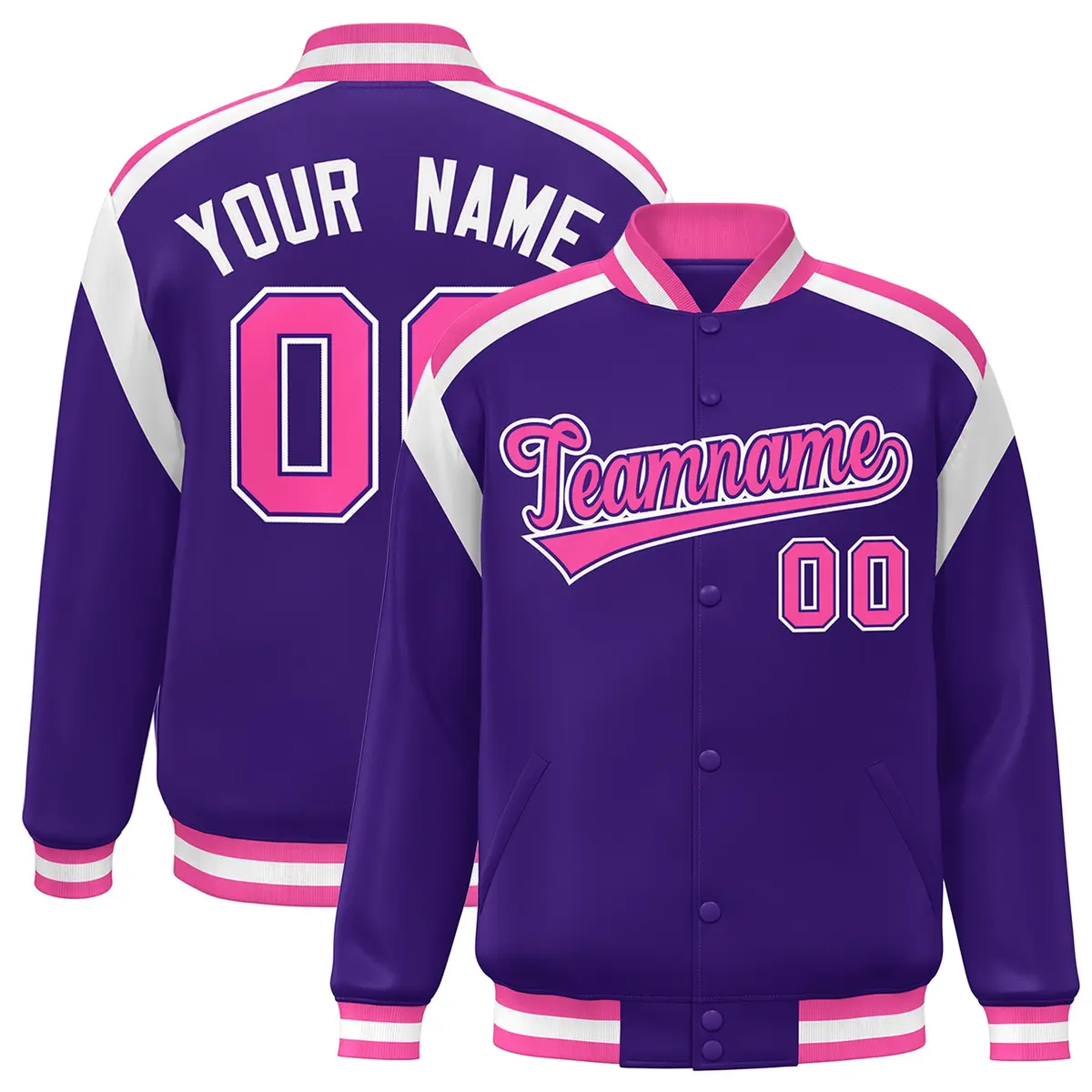 Purple Color Block Varsity Letterman Jacket