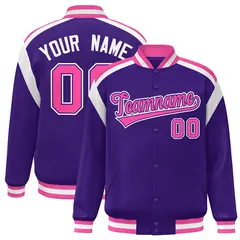 Purple Color Block Varsity Letterman Jacket 1