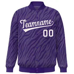Purple Cream Tiger Stripes Graffiti Bomber Varsity Jacket 3