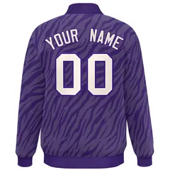 Purple Cream Tiger Stripes Graffiti Bomber Varsity Jacket 4