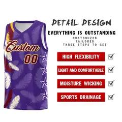 Purple Crimson Feather Series Graffiti Pattern Basketball Jersey 2