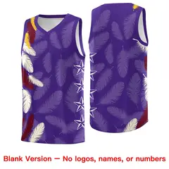 Purple Crimson Feather Series Graffiti Pattern Basketball Jersey 6