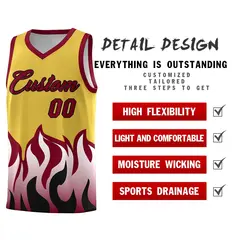 Purple Crimson Flame Hem Fashion Sports Basketball Jersey 2