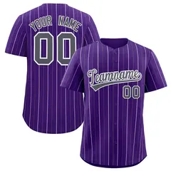 Purple Dark Gray White Bi-Color Striped Baseball Jersey 1