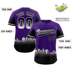 Purple Denver City Silhouette Baseball Jersey 2