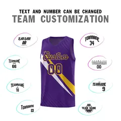 Purple Diagonal Pinstripe Color Block Basketball Jersey 4