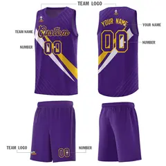 Purple Diagonal Pinstripe Color Block Basketball Jersey 5