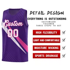 Purple Diagonal Pinstripe Color Block Basketball Jersey 2