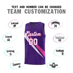 Purple Diagonal Pinstripe Color Block Basketball Jersey 4