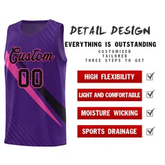 Purple Diagonal Pinstripe Color Block Basketball Jersey 2