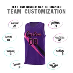 Purple Diagonal Pinstripe Color Block Basketball Jersey 4