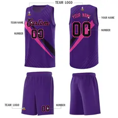 Purple Diagonal Pinstripe Color Block Basketball Jersey 5