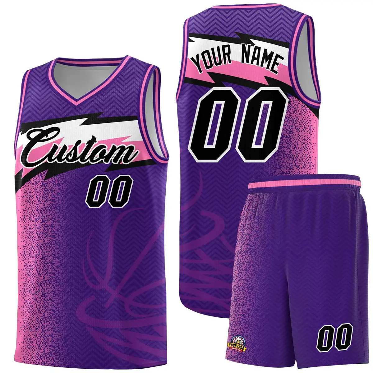Purple Dot Scatter Graffiti Pattern Basketball Jersey