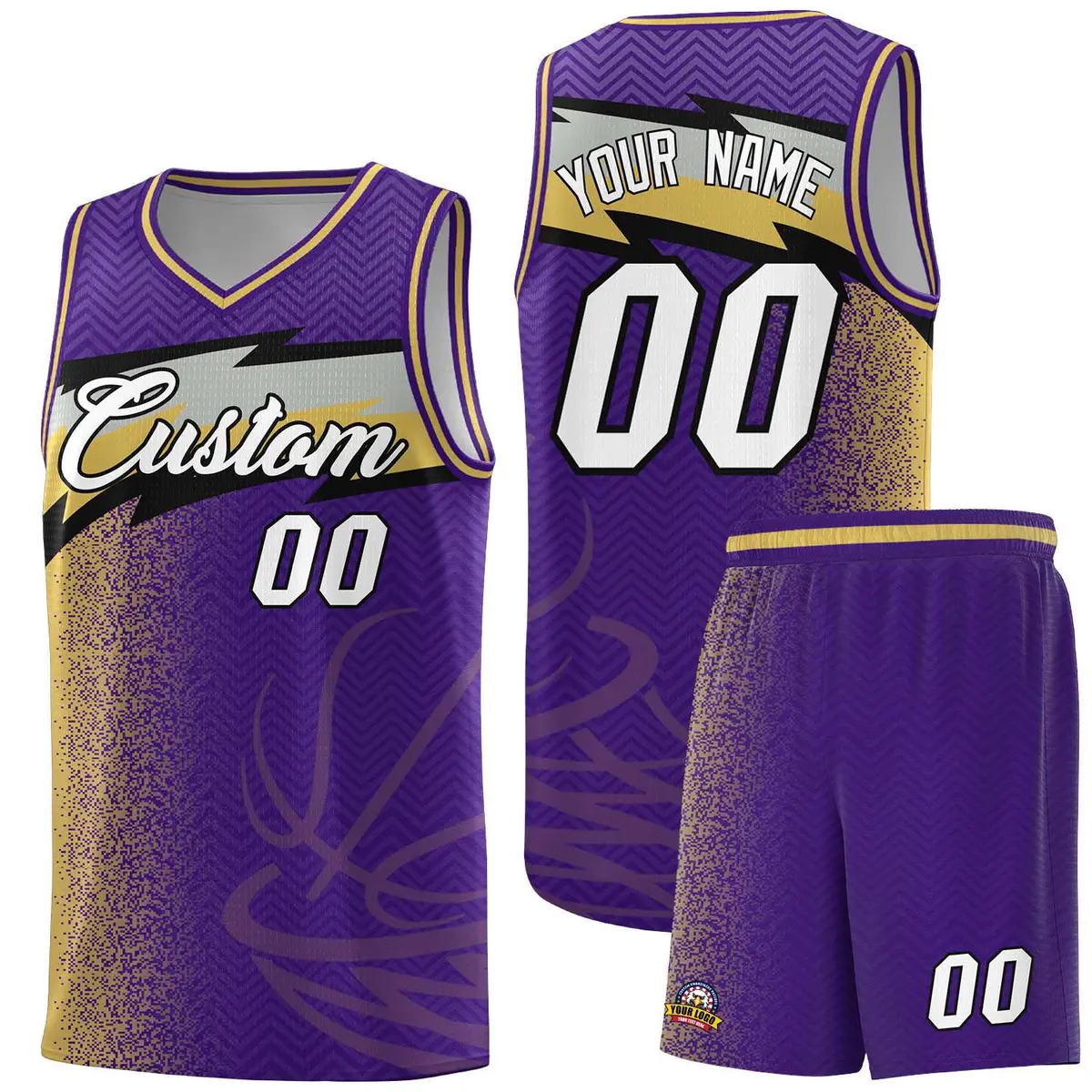 Purple Dot Scatter Graffiti Pattern Basketball Jersey