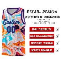 Purple Fluid Painting Pattern Basketball Jersey 2