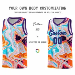 Purple Fluid Painting Pattern Basketball Jersey 3