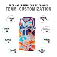 Purple Fluid Painting Pattern Basketball Jersey 4