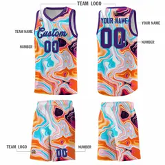 Purple Fluid Painting Pattern Basketball Jersey 5
