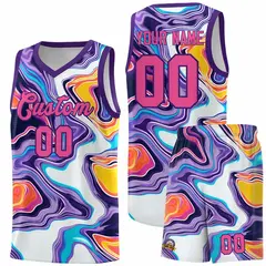 Purple Fluid Painting Pattern Basketball Jersey