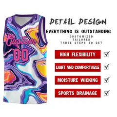 Purple Fluid Painting Pattern Basketball Jersey 2