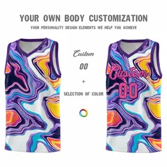 Purple Fluid Painting Pattern Basketball Jersey 3