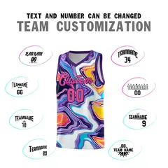 Purple Fluid Painting Pattern Basketball Jersey 4