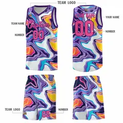 Purple Fluid Painting Pattern Basketball Jersey 5