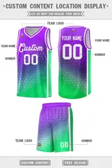 Purple Fluorescent Green Gradient Irregular Shapes Basketball Jersey 2