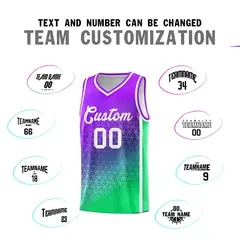 Purple Fluorescent Green Gradient Irregular Shapes Basketball Jersey 3