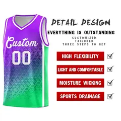 Purple Fluorescent Green Gradient Irregular Shapes Basketball Jersey 4
